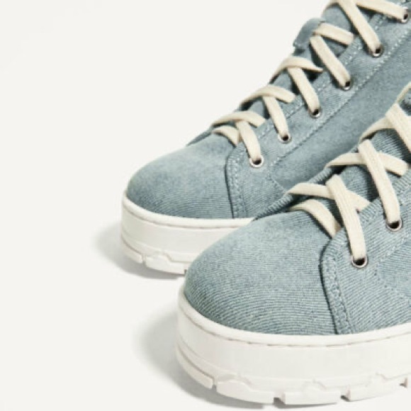LAST🔥Zara Fabric Flatform Blue Ankle Boot Sneaker - Picture 3 of 5